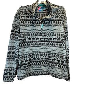 CHUBBIES The Bear Hug‎ Fleece Men's 1/4 Zip Pullover Gray Black Size Medium